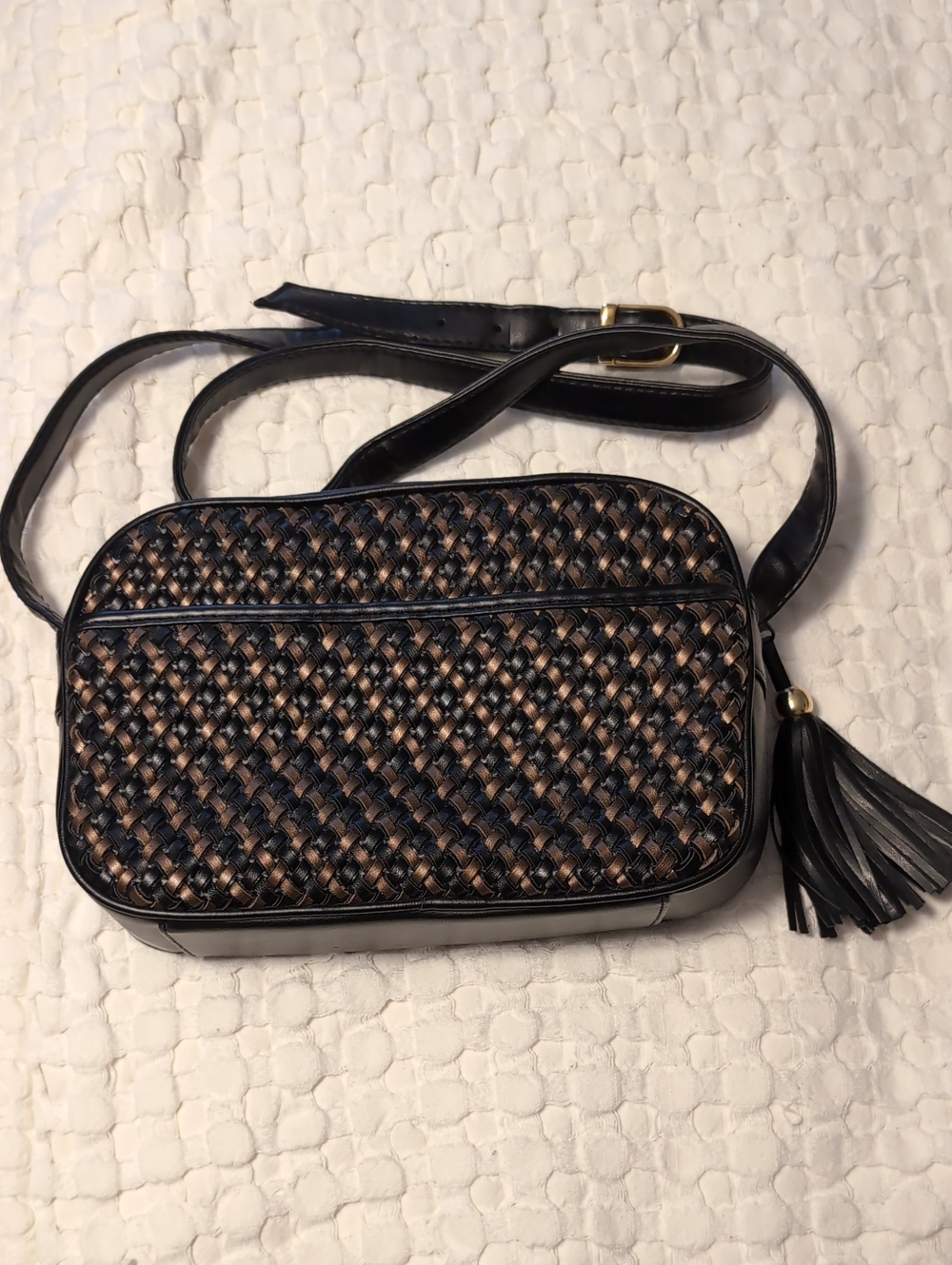 Vintage 80s Bags by Warren Reed Metallic Woven Crossbody Bag